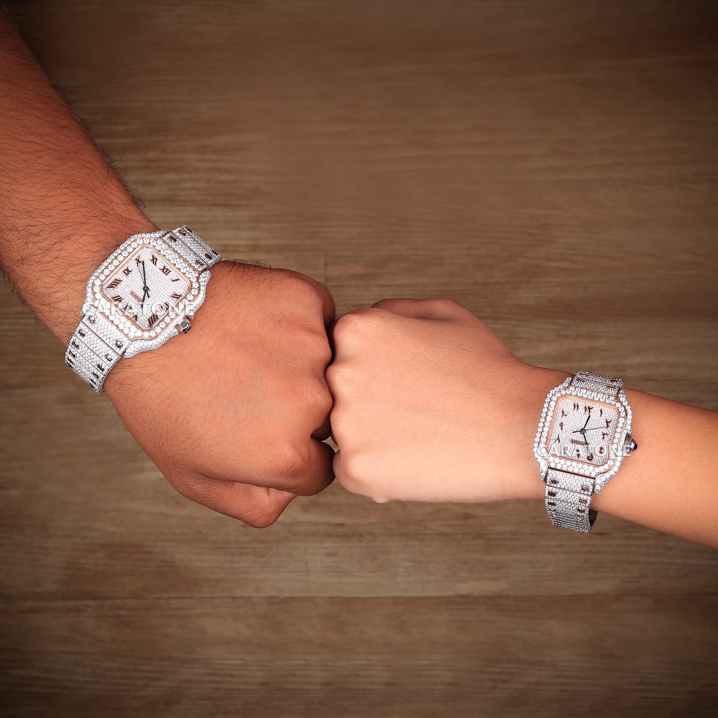 Customized Couple Hip Hop Diamond Watch VVS Clarity