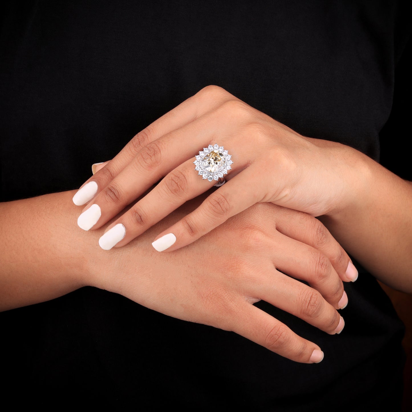 Yellow Cushion Engagement Diamond Ring