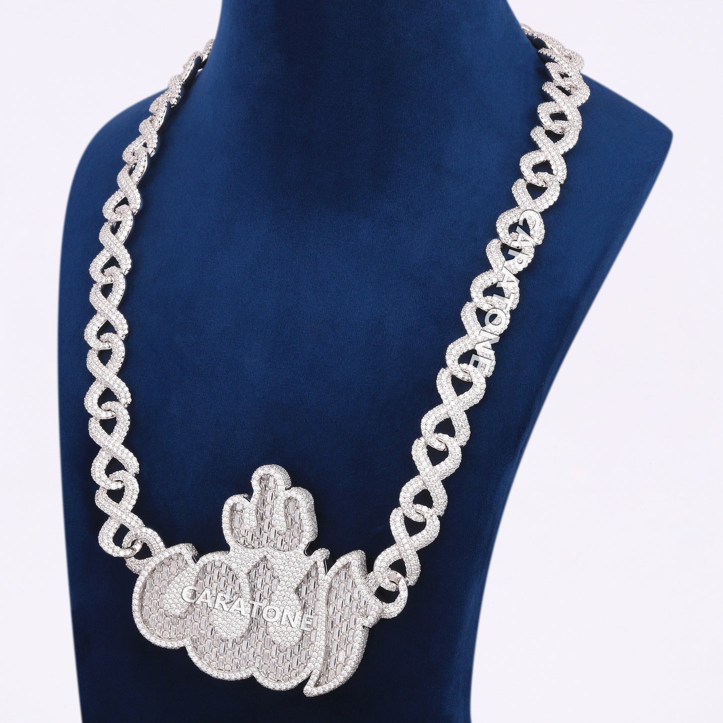 Custom Handmade Diamond Chain With Pendant In 925 Sterling Silver With Lab Diamond