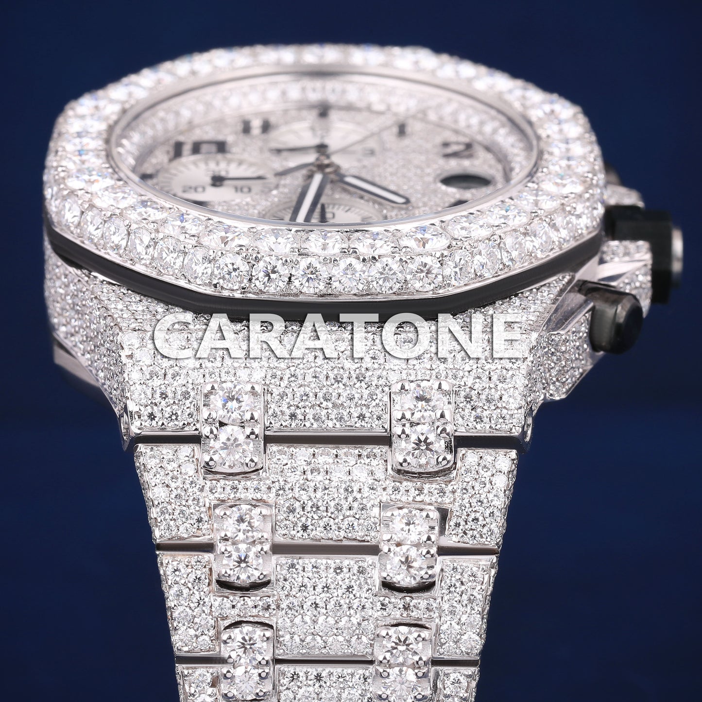 42mm Mens Iced Out Watch Real Diamonds Watch Royal Oak Kinds of Watches in Fully Silver Chronography Watch