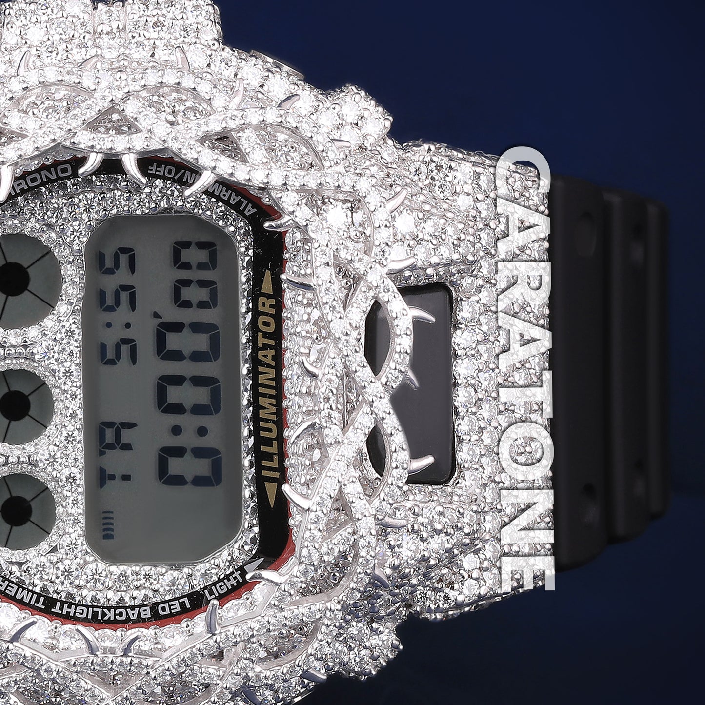 Custom Black Dial Diamond Thorn Bezel Silver Fully White Iced Out Watches Real Diamonds Trendy Watches for Unisex