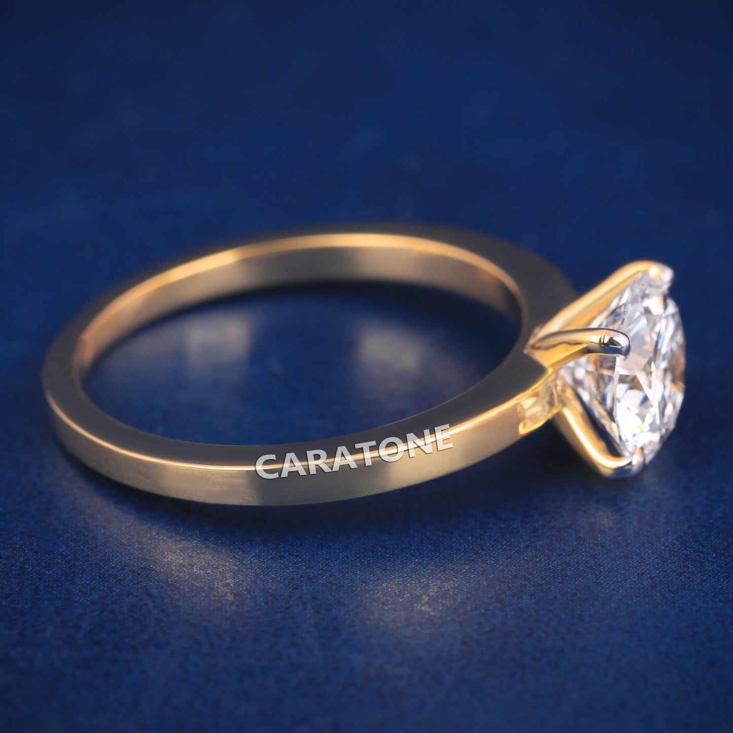 Buy Custom Round Cut Lab Grown Diamond Ring in 14k Yellow Gold Engagement Rings for Women