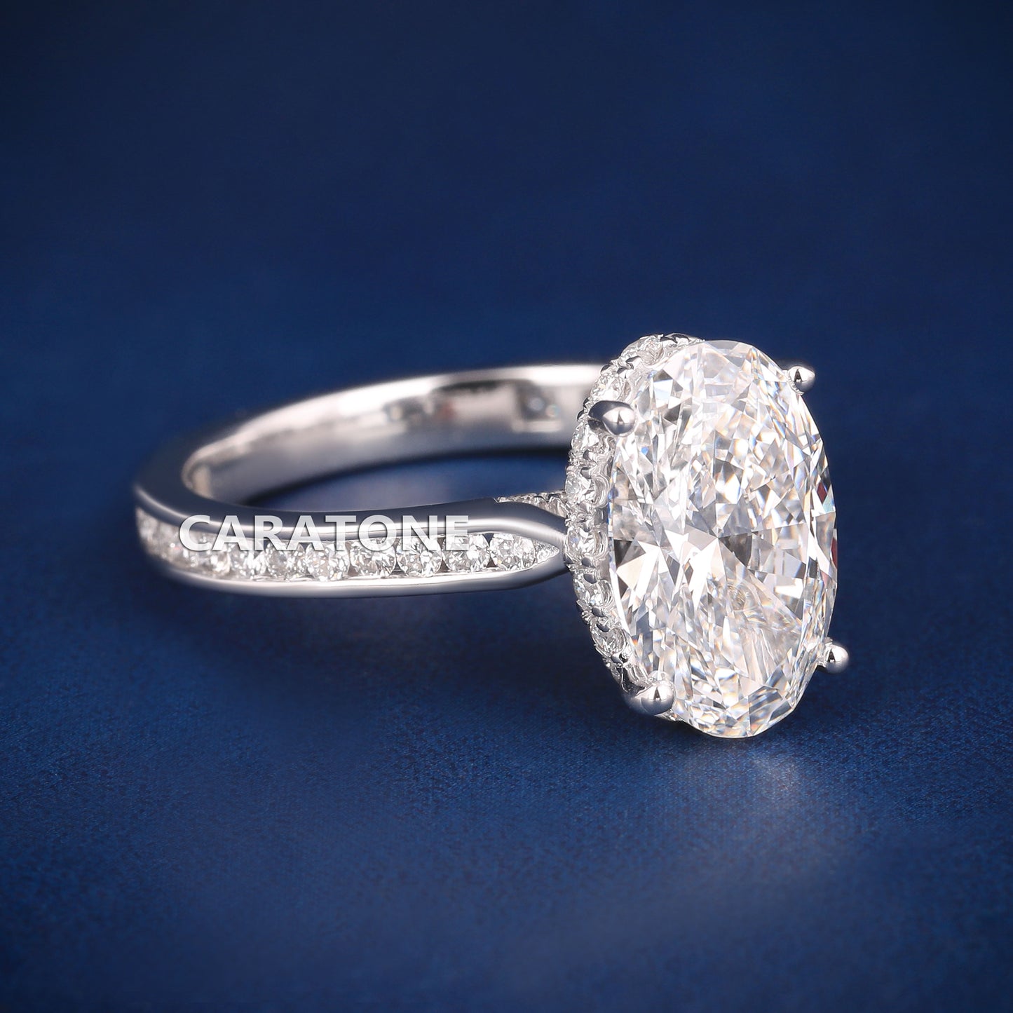 3.5 Ct Oval Cut Lab Diamond Engagement In White Gold Ring For women