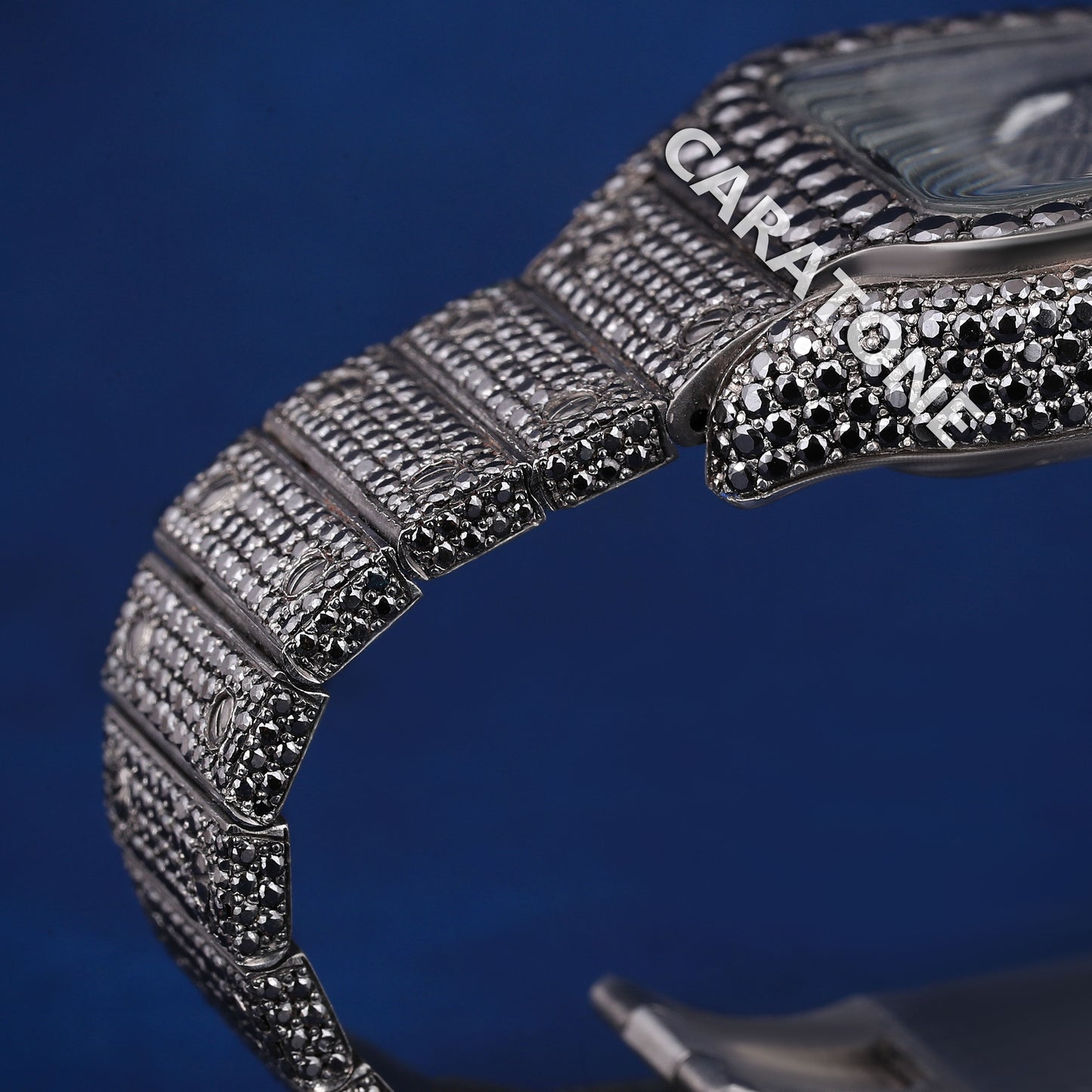 Fully Black diamonds full iced out hip hop branded watch with in dial with D VVS clarity