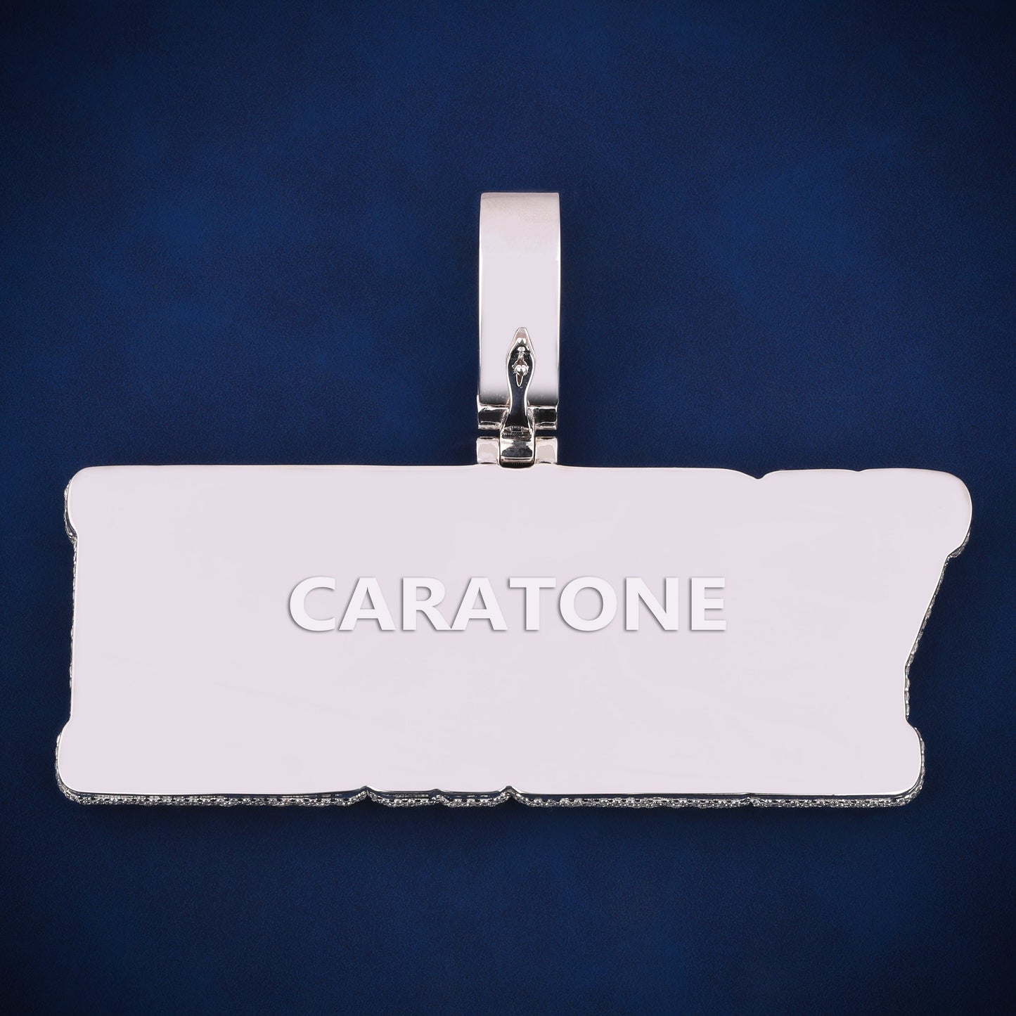 Big statement name pendant customized in 925 silver lab diamond