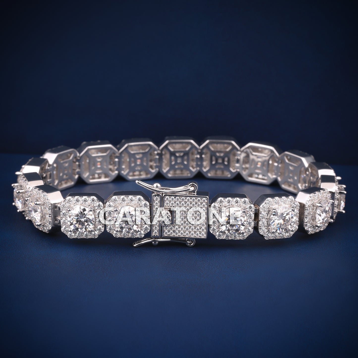 8 inch 11 mm tennis inspired halo set diamond bracelet