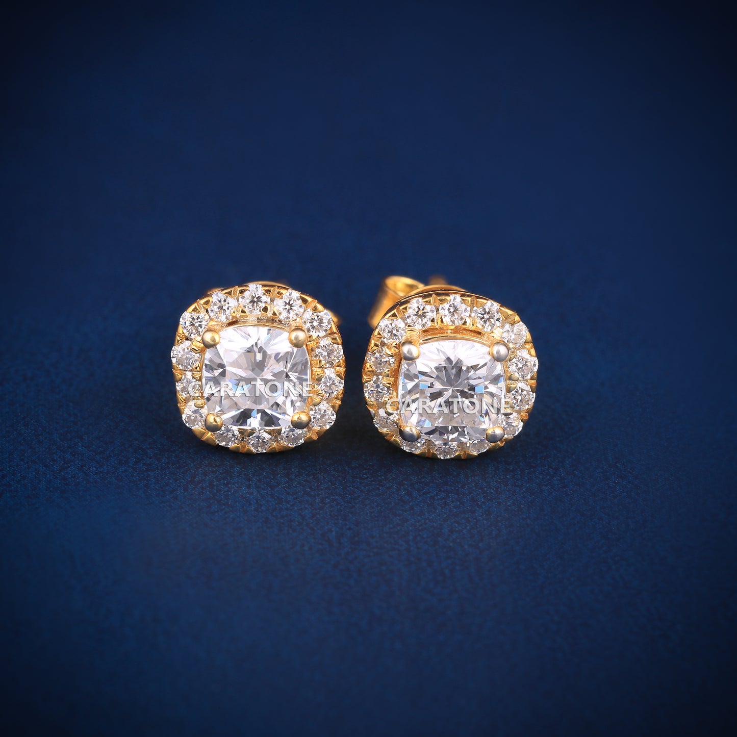 14KT Gold Lab-grown Diamond VVS Clarity Halo Stud Earrings