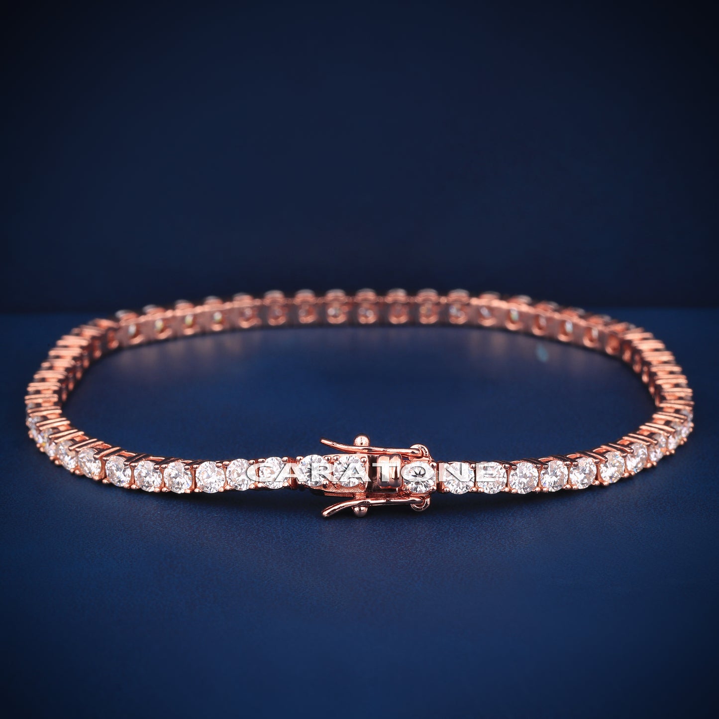 Rose gold VVS diamond 3 mm 7 inch tennis bracelet