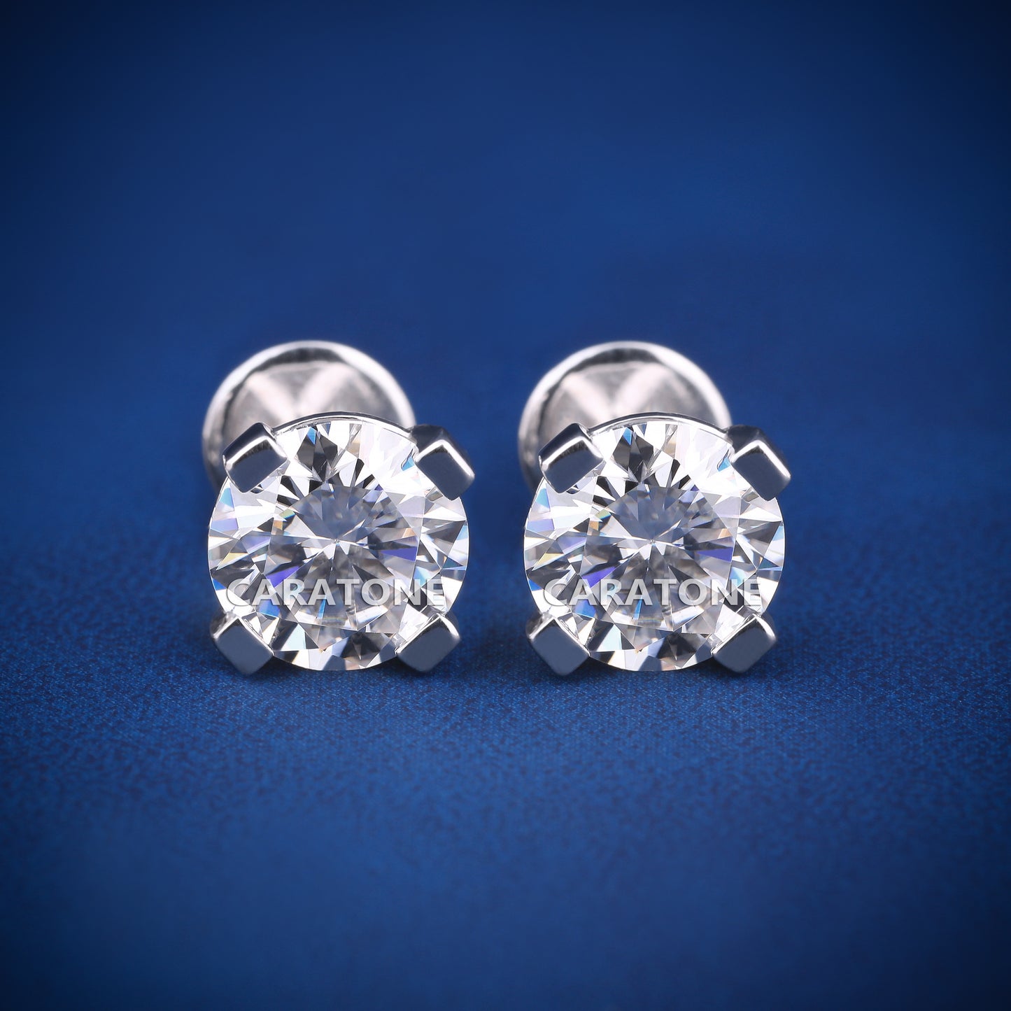 Round Cut Lab-grown Diamond VVS Clarity 14KT Gold Stud Earrings