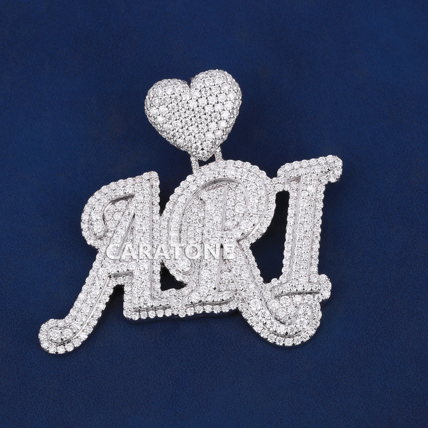 14kt gold Name pendant of fully lab grown diamonds with D VVS clarity