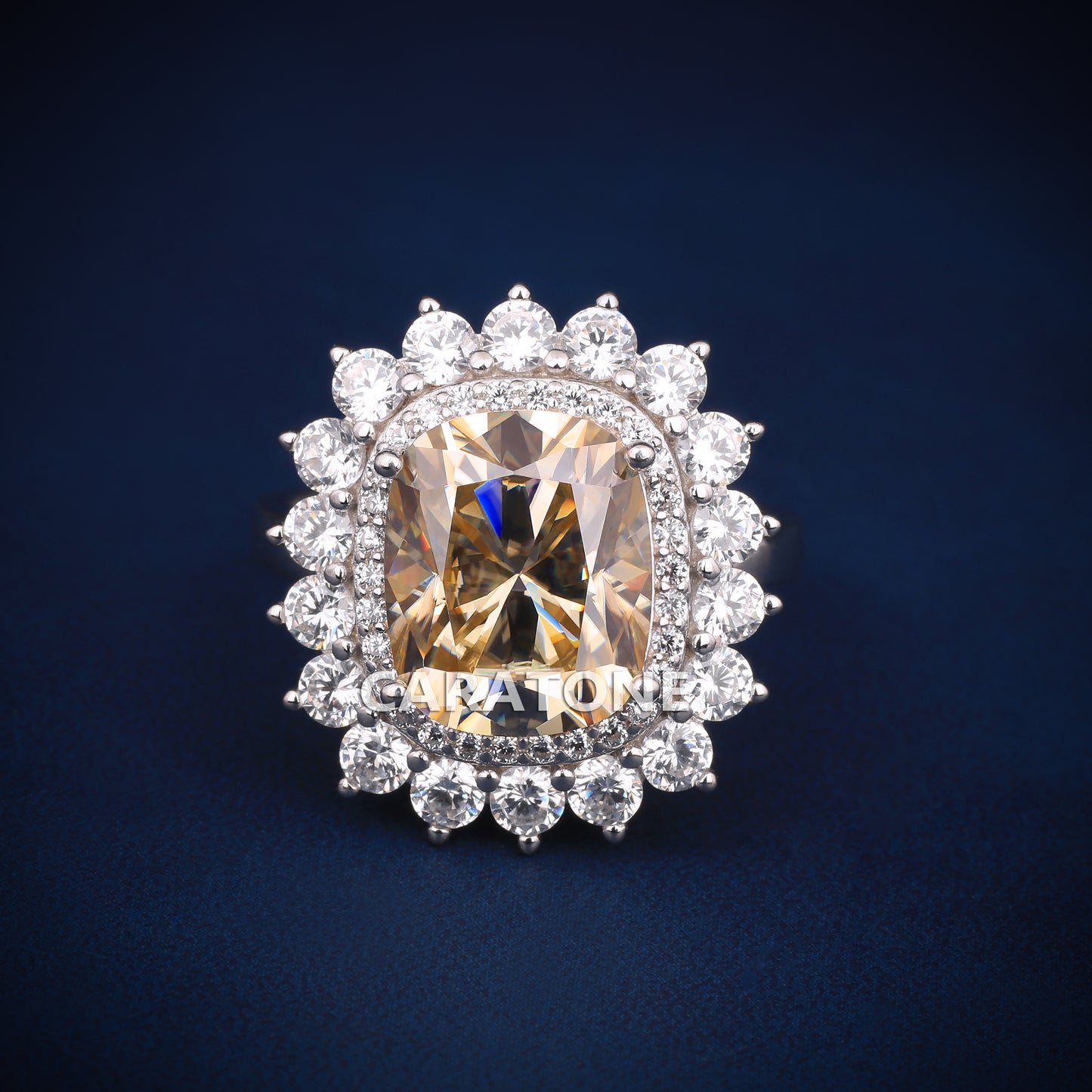 Yellow Cushion Engagement Diamond Ring
