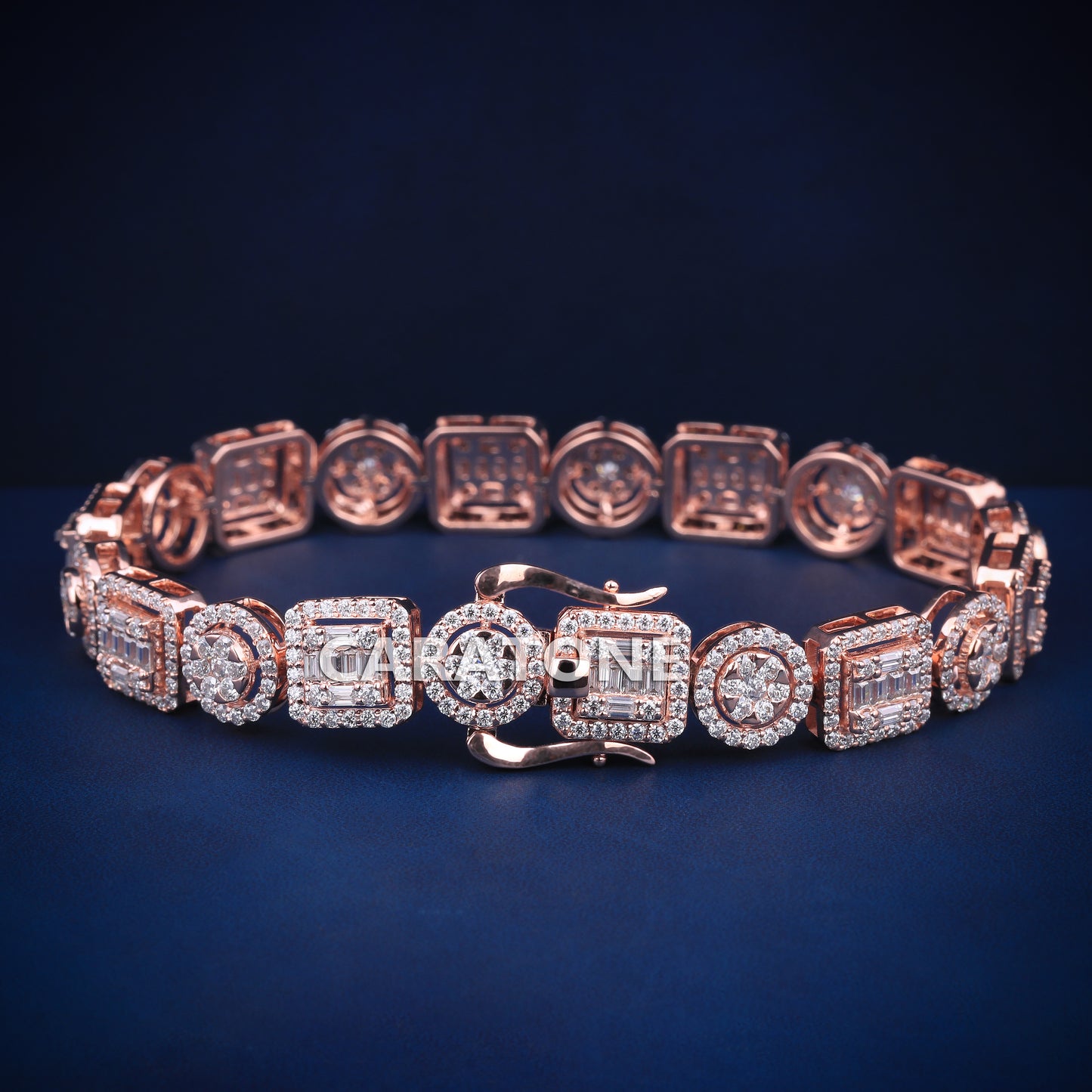 This hip hop baguette and round cut diamond bracelet for unisex