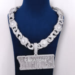 Big Custom Letter Pendant With Chain In 925 Sterling Silver With Lab Diamond