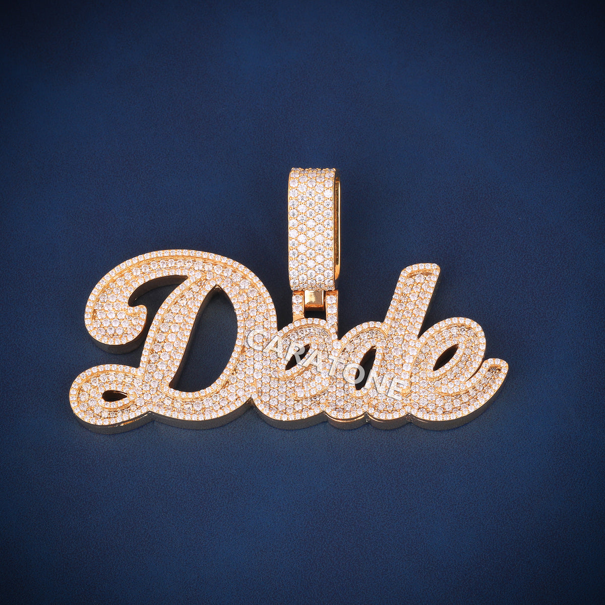 Custom Iced Out Dude Script Name Hip Hop Pendant with Lab Grown Diamonds