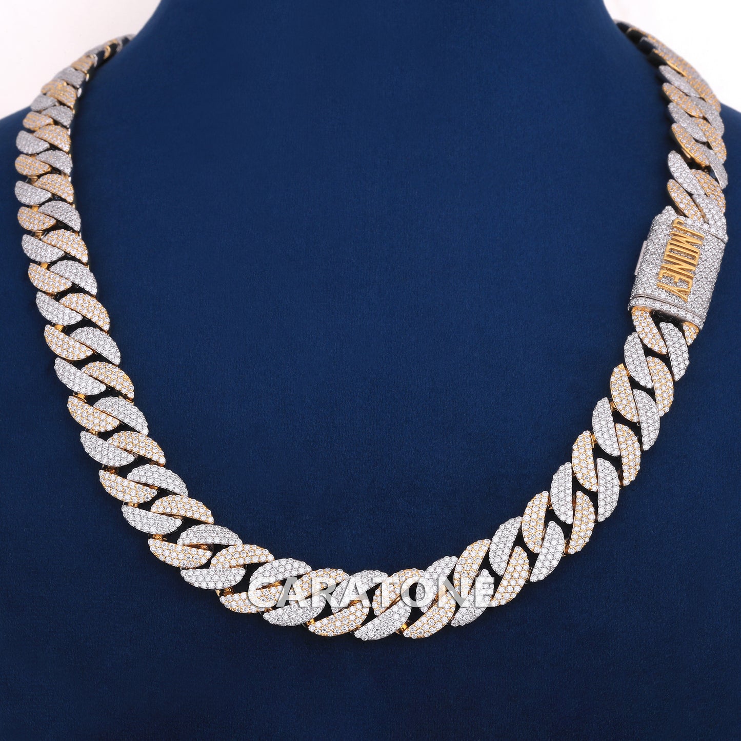 22 inch 16 mm hip hop two tone cuban chain