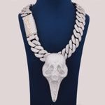 Hand Made Round And Bagutte Lab Diamond Chain With Pendant In 925 Sterling Silver