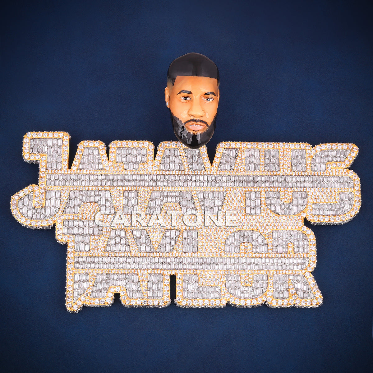Fully Iced Out Custom Nameplate Pendant with 3D Face Bail – Lab Grown Diamonds