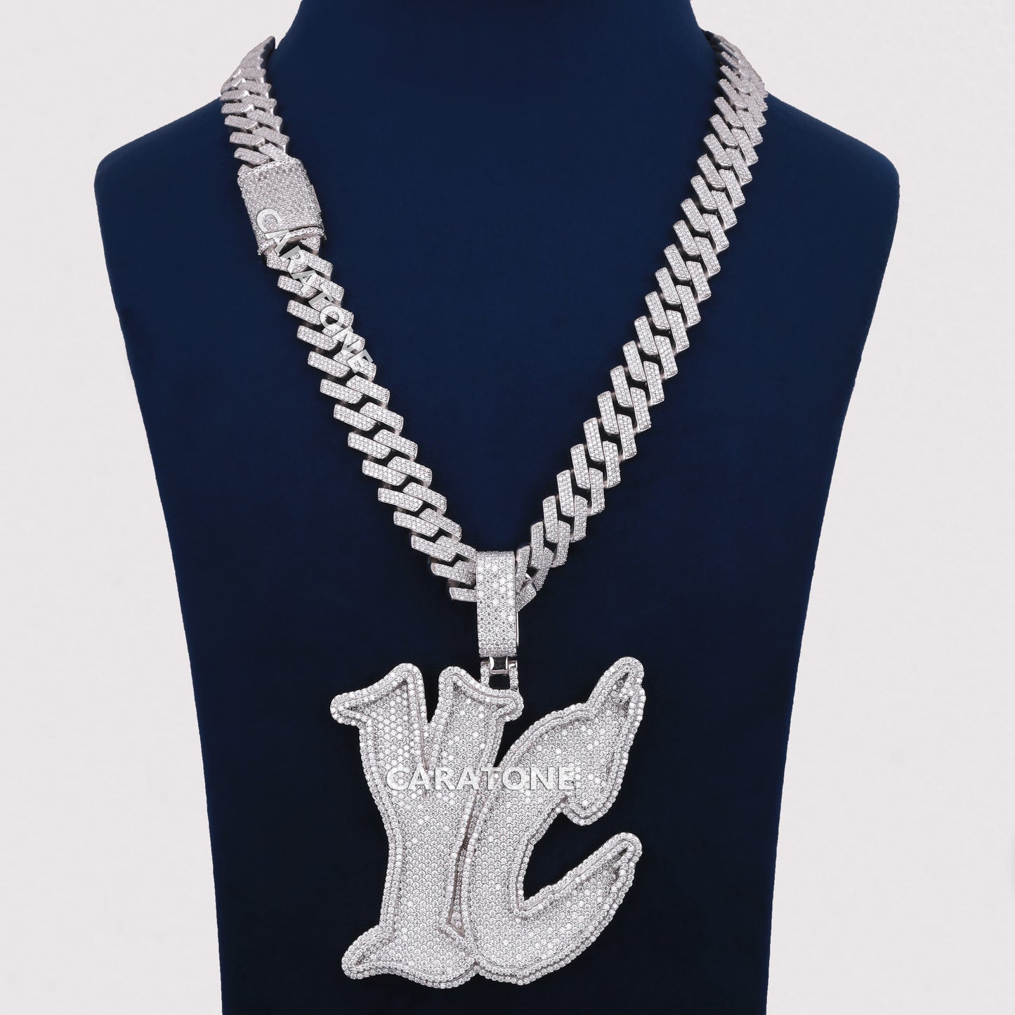 Custom Piece With Chain In 925 Sterling Silver Lab Diamond