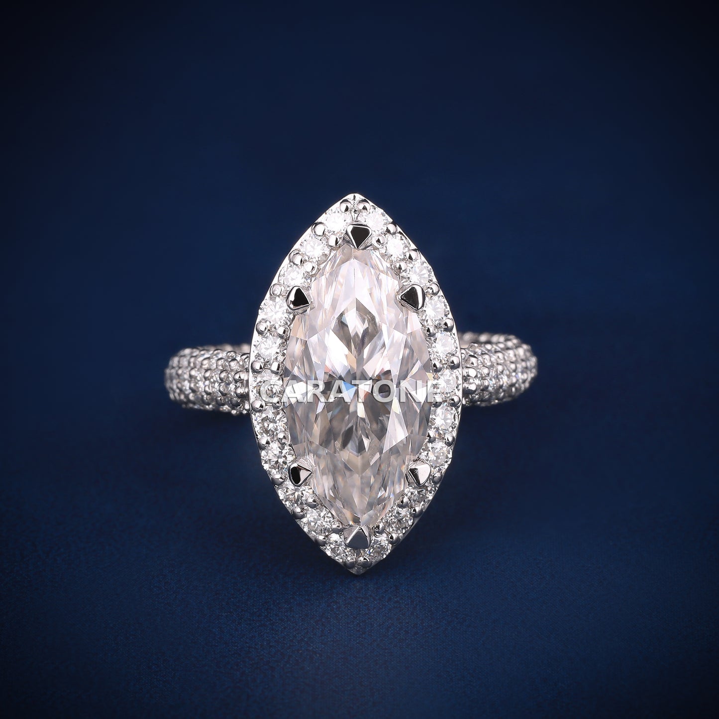 Marquise and Round Cut Wedding Diamond Ring with VVS Clarity