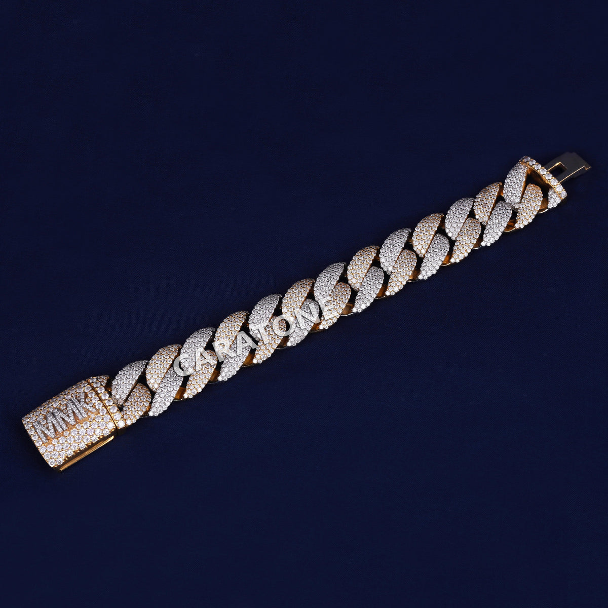 8 inch 16mm Womens Diamond Cuban Link Bracelet in Fully Iced Out Bracelet Silver Round VVS Diamond Celebrity Bracelet