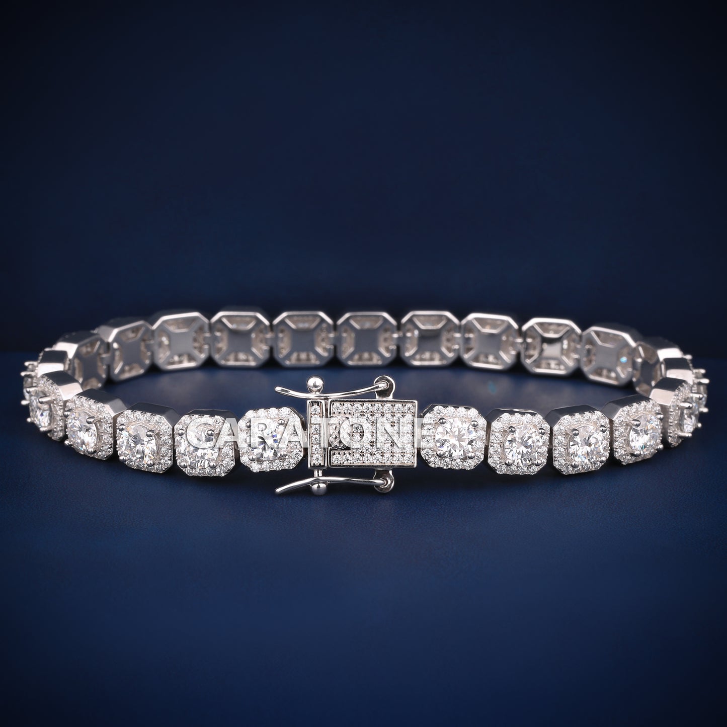 8 inch 8 mm women tennis style halo set diamond bracelet