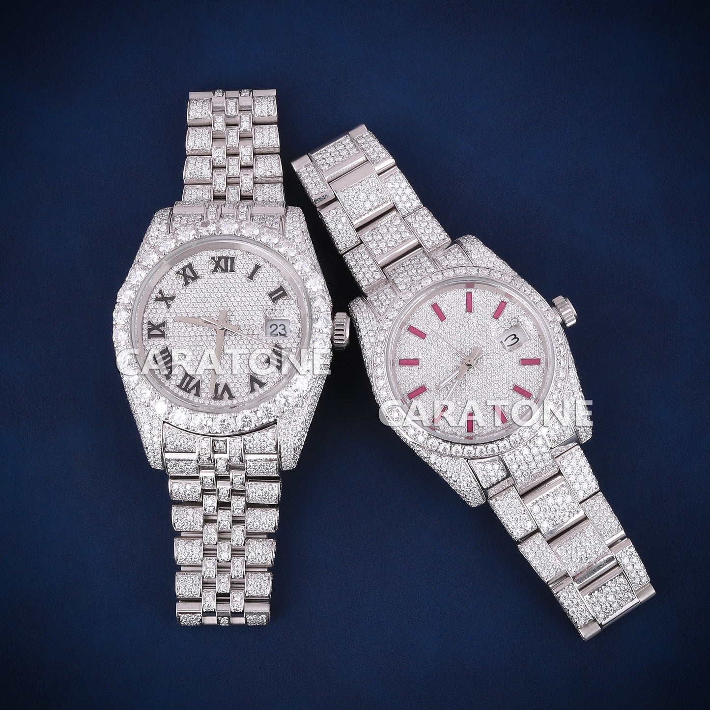 Custom made hip hop couple watch gift accessory