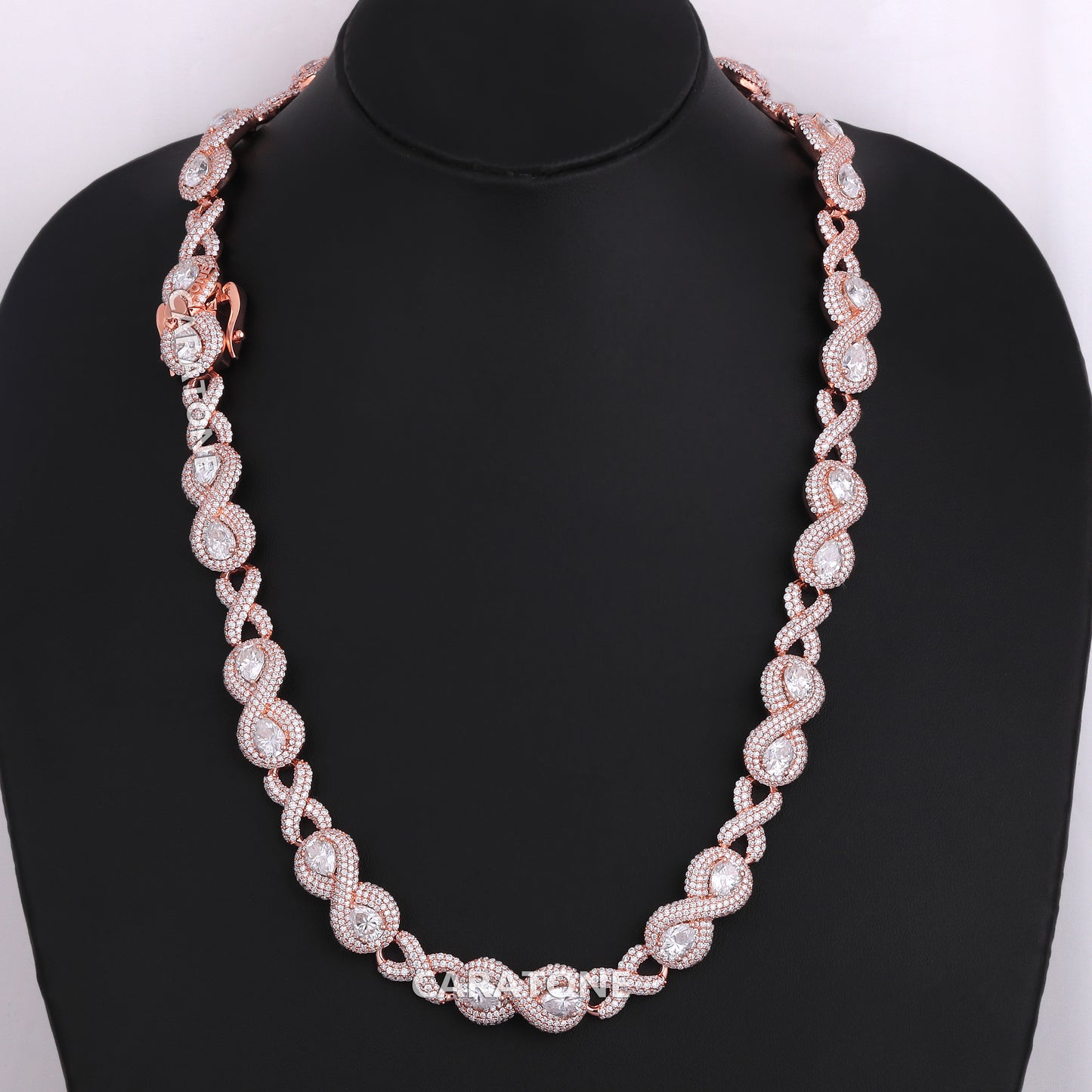 22 inch 12 mm infinity style hip hop round and pear cut diamond chain for unisex