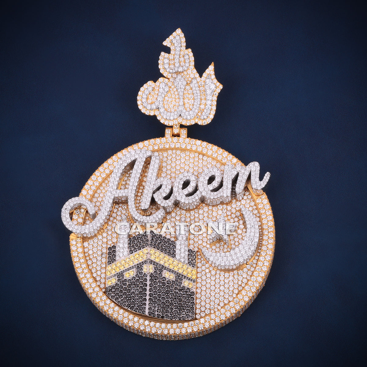 3D Alseem Diamond Pendant with Kaaba Design & Allah Bail Lab Grown Diamonds