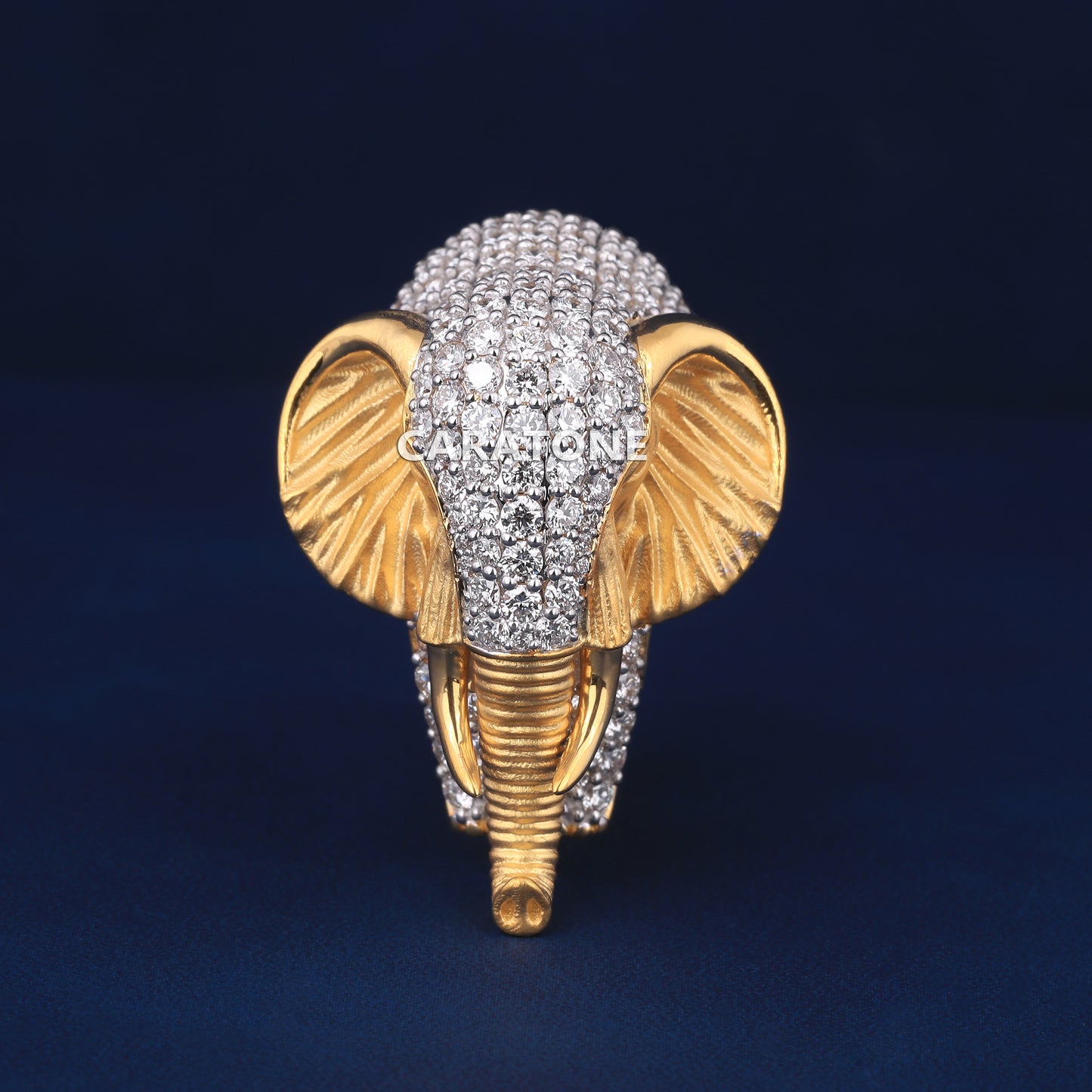 Elephant style hip hop unisex diamond ring