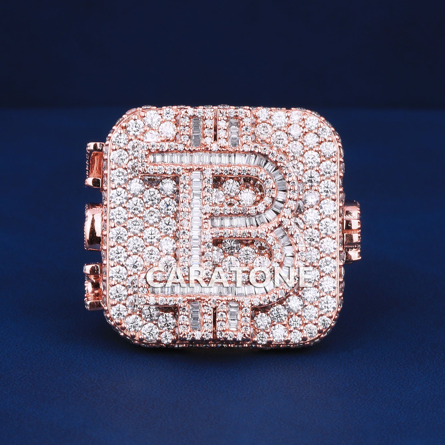 Custom bitcoin logo real diamond hip hop ring