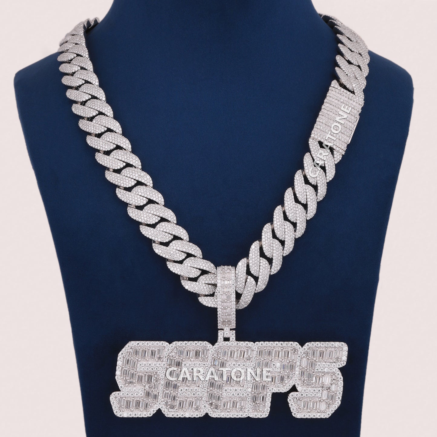 VVS Clarity Lab Diamond Custom Chain With Pendant in 925 Sterling Silver