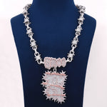 Full Iced Lab Made Throne Style Chain With Pendant In 925 Sterling Silver