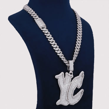 Custom Piece With Chain In 925 Sterling Silver Lab Diamond