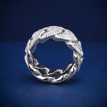 Trending and Claasic 14kt White Gold Lab-Grown Daimond with VVS Clarity Baguette cuban Band Ring