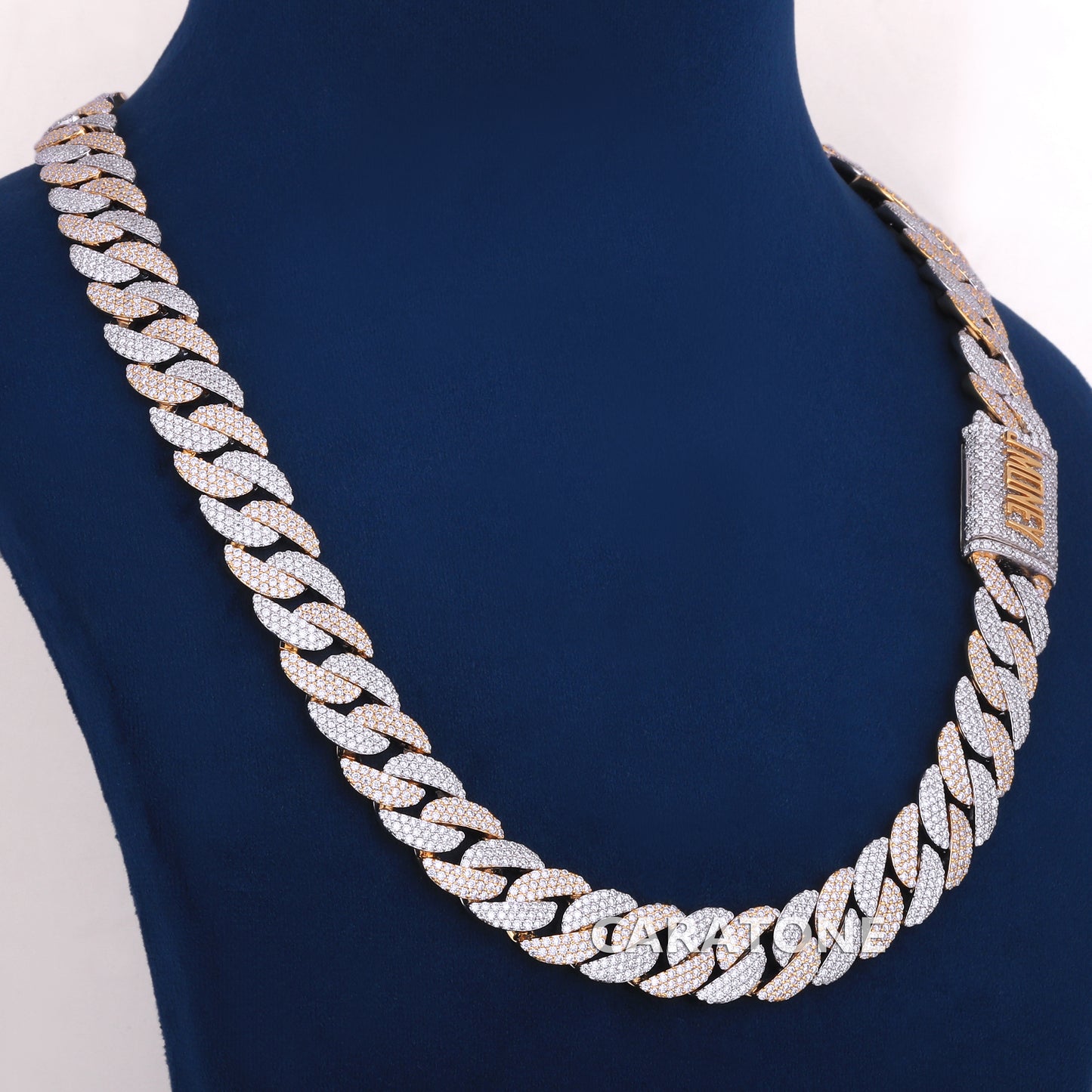 22 inch 16 mm hip hop two tone cuban chain