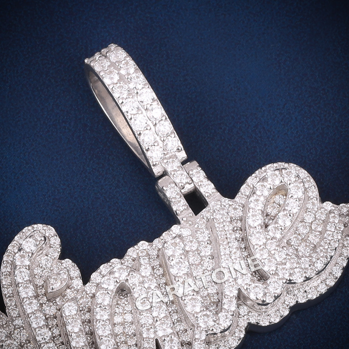 Custom Iced Out Nipsey M Script Name Hip Hop Pendant with Lab Grown Diamonds
