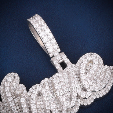Custom Iced Out Nipsey M Script Name Hip Hop Pendant with Lab Grown Diamonds