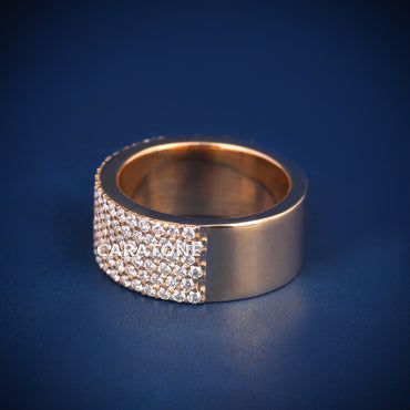 Luxury 14 Kt Gold Round Brilliant Cut Lab-Grown Diamond VVS Clarity Hip-hop Band