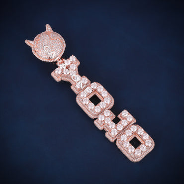 Custom Iced Out YOLO Vertical Hip Hop Pendant in Rose Gold with Lab Grown Diamonds