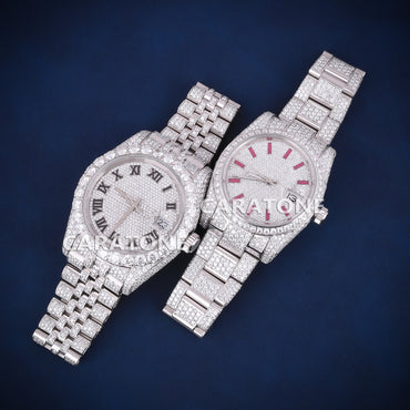 Custom made hip hop couple watch gift accessory