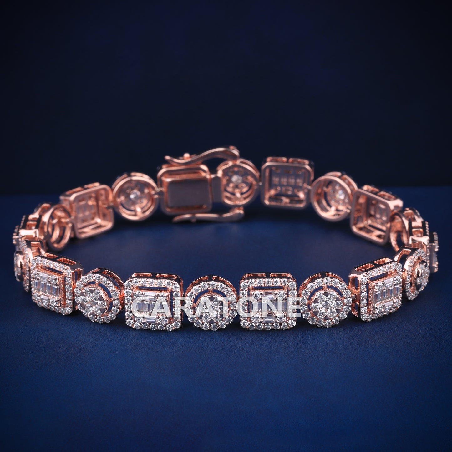 This hip hop baguette and round cut diamond bracelet for unisex