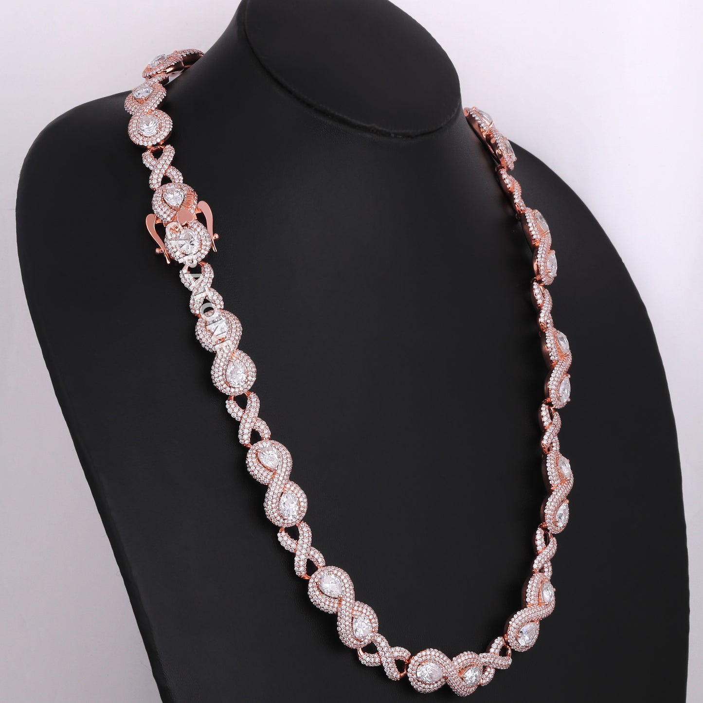 22 inch 12 mm infinity style hip hop round and pear cut diamond chain for unisex