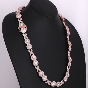 22 inch 12 mm infinity style hip hop round and pear cut diamond chain for unisex