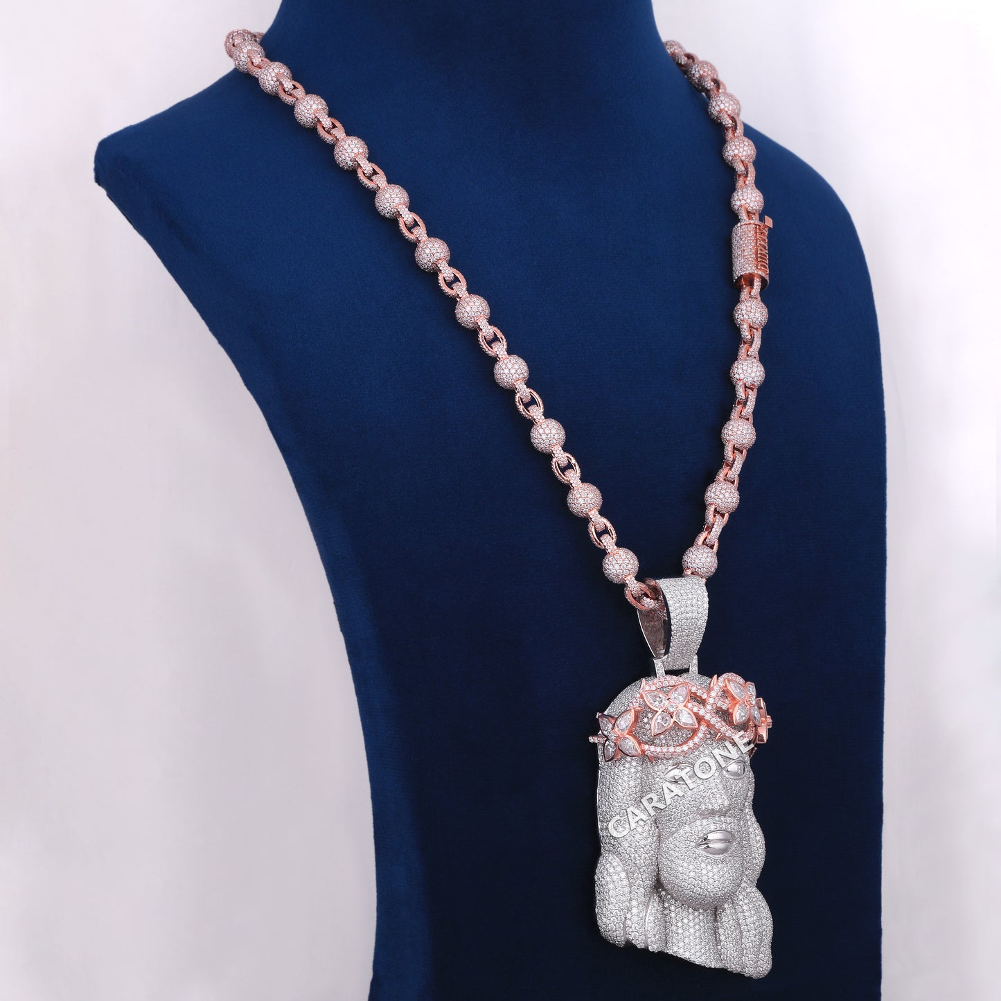 Fully Iced Out Custom Jesus Pendant With Chain In 925 Sterling Silver
