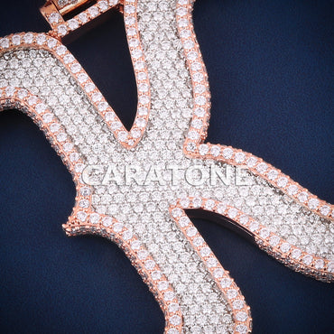 Custom Iced Out K Initial Hip Hop Pendant in Rose Gold with Lab Grown Diamonds