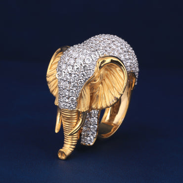Elephant style hip hop unisex diamond ring