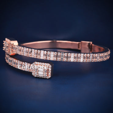 Rose gold baguette diamond bracelet for women with sleek design and luxurious sparkle