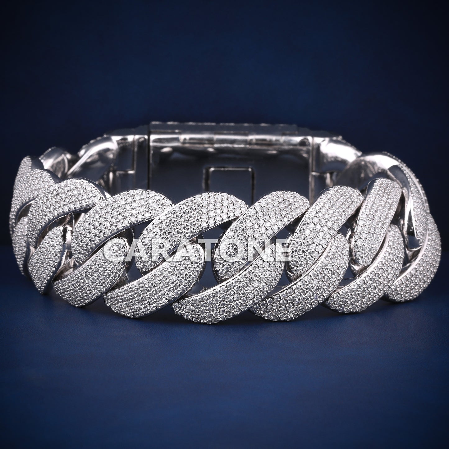 9 inch 26 mm hip hop fully white heavy cuban buss down icy bracelet