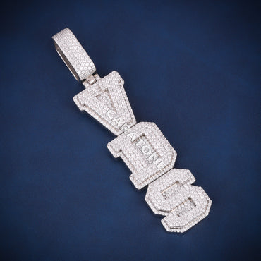 Fully Iced Out VDS Block Letter Hip Hop Pendant with Lab Grown Diamonds