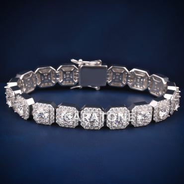 8 inch 11 mm tennis inspired halo set diamond bracelet